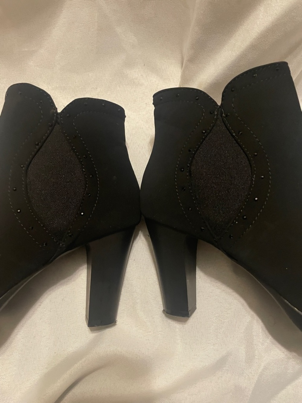 London Fog Black Suede-Look Heeled Ankle Boots